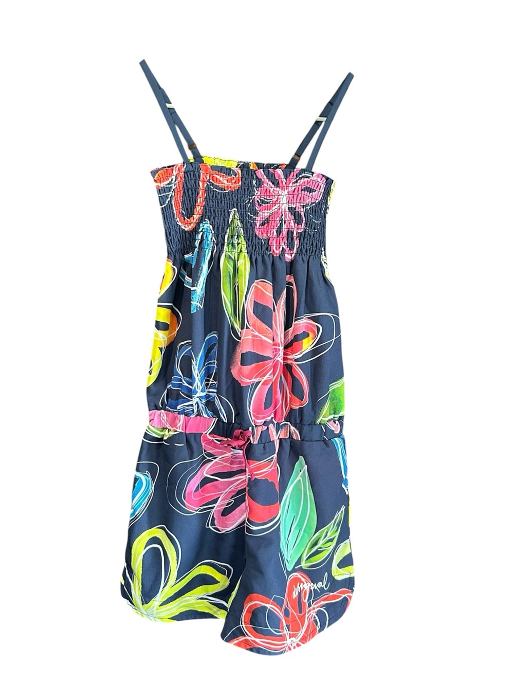 Desigual Navy Floral Jumpsuit with Neon Pink & Lime Accents